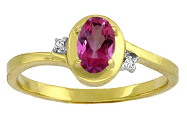 0.51 Carat 14K Solid White Gold Rings Diamond Pink Topaz