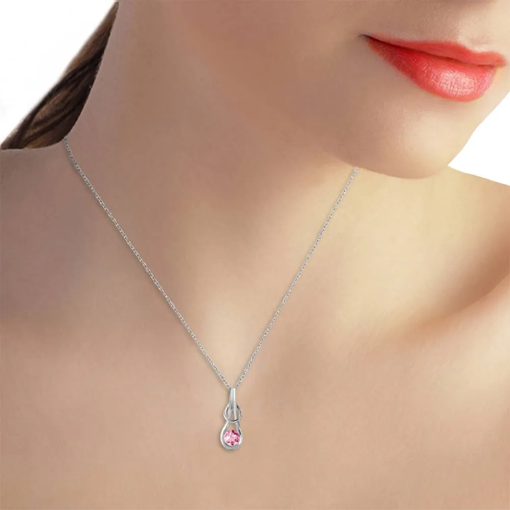 0.65 Carat 14K Solid White Gold Amethystong Other Faces Pink Topaz Necklace