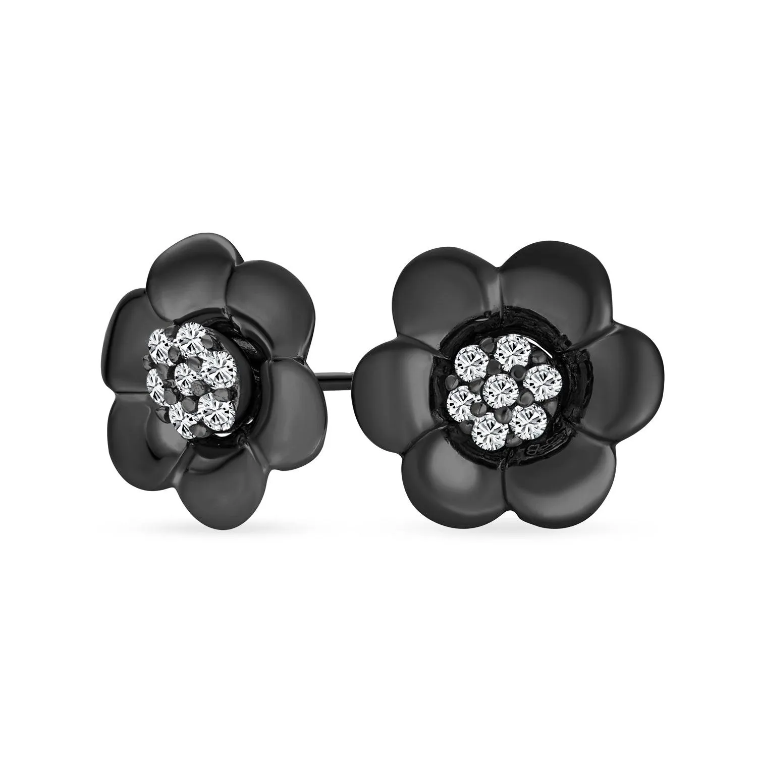 2 In 1 Dainty CZ Stud Center Petal Flower Jacket Rose Stud Earrings
