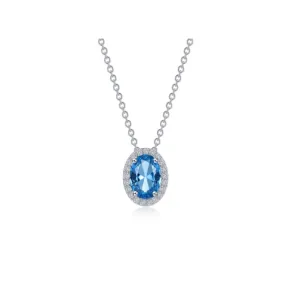 2.56 CTW Blue Topaz Oval Halo Necklace