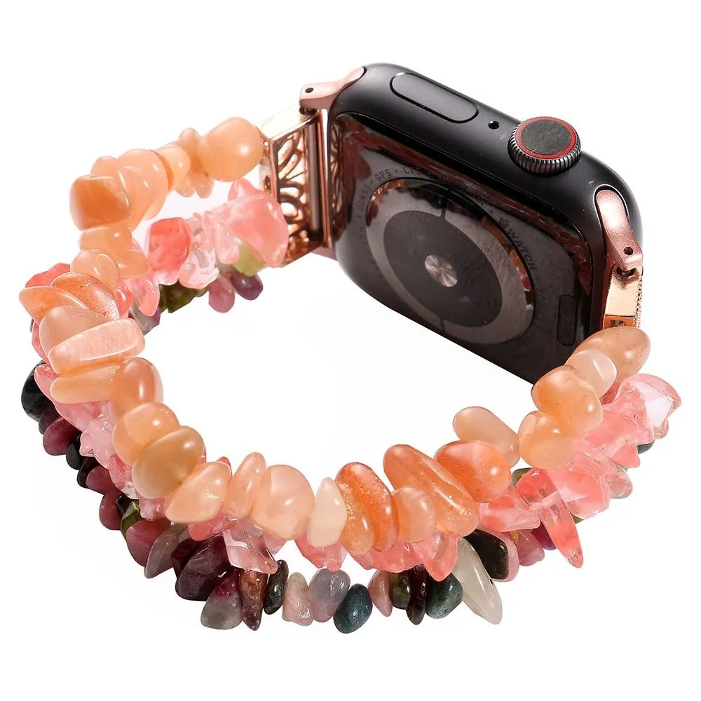 Apple Watch (45mm) natural stones style watch strap - Pink / Multicolor