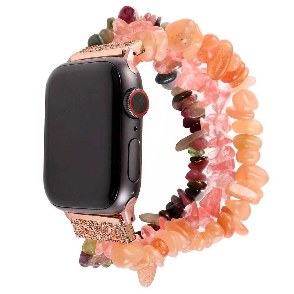 Apple Watch (45mm) natural stones style watch strap - Pink / Multicolor