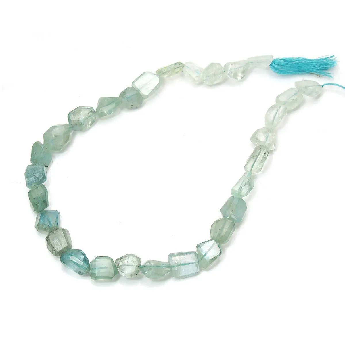 Aquamarine Faceted Nugget Strand