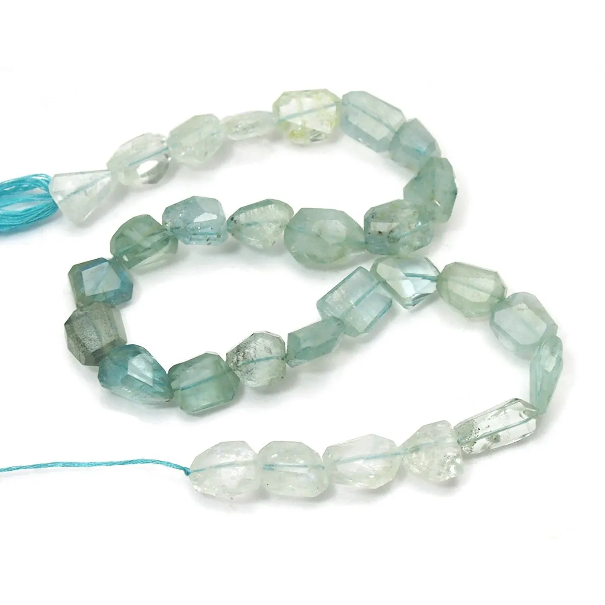 Aquamarine Faceted Nugget Strand