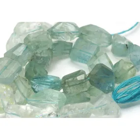 Aquamarine Faceted Nugget Strand