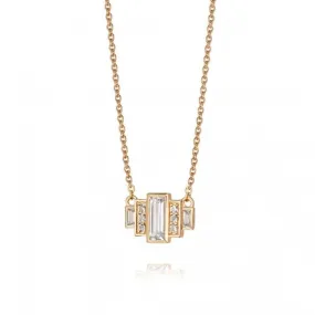 Beloved White Topaz Baguette Sterling Silver Necklace JN04_SLV