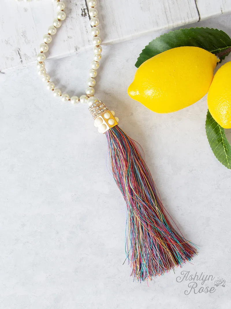 Ella's Pearl Necklace with Multi Tassel