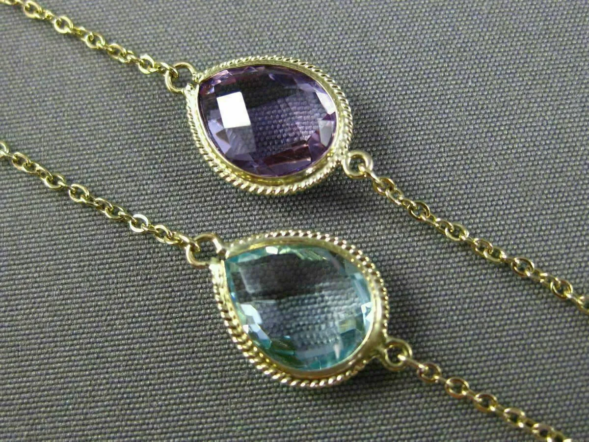 ESTATE LONG 14K YELLOW GOLD AAA MULTI GEM & SOUTH SEA PEARL BY THE YARD NECKLACE