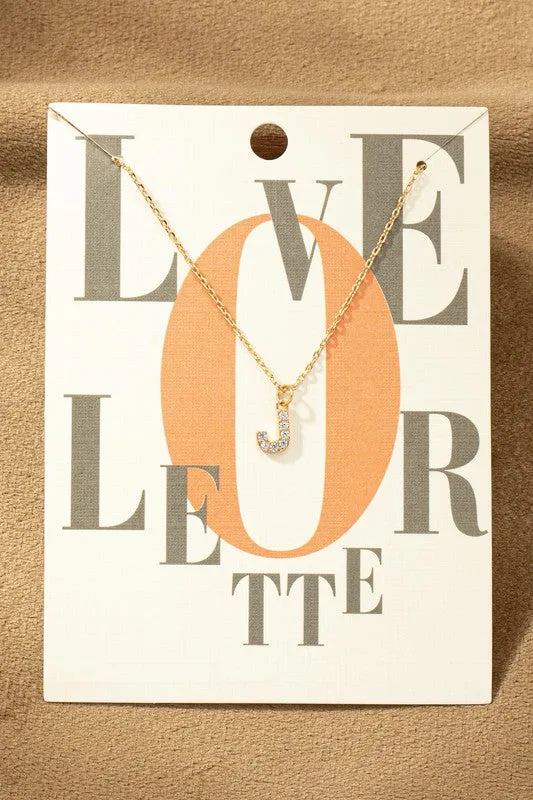 GOLD INITIAL RHINESTONE NECKLACE
