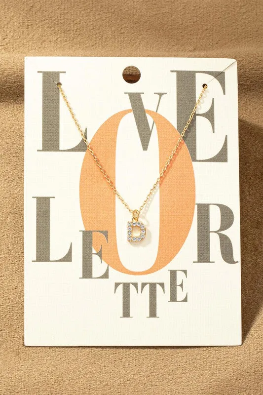 GOLD INITIAL RHINESTONE NECKLACE