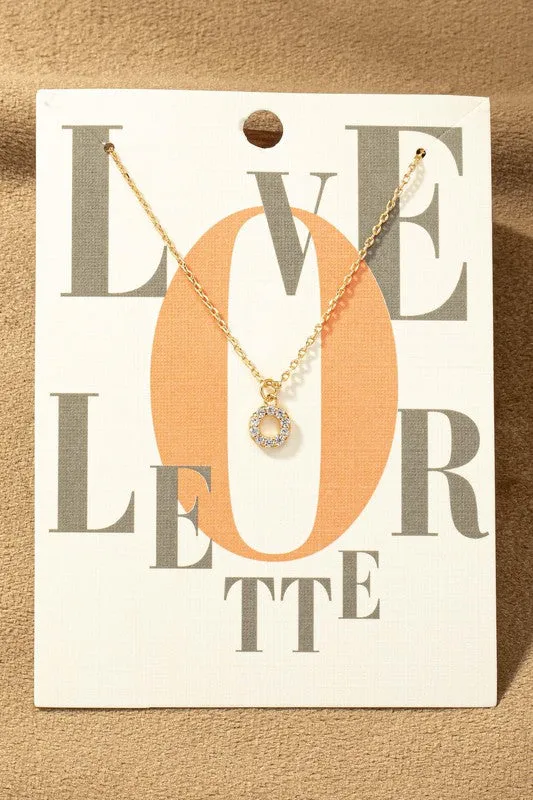 GOLD INITIAL RHINESTONE NECKLACE