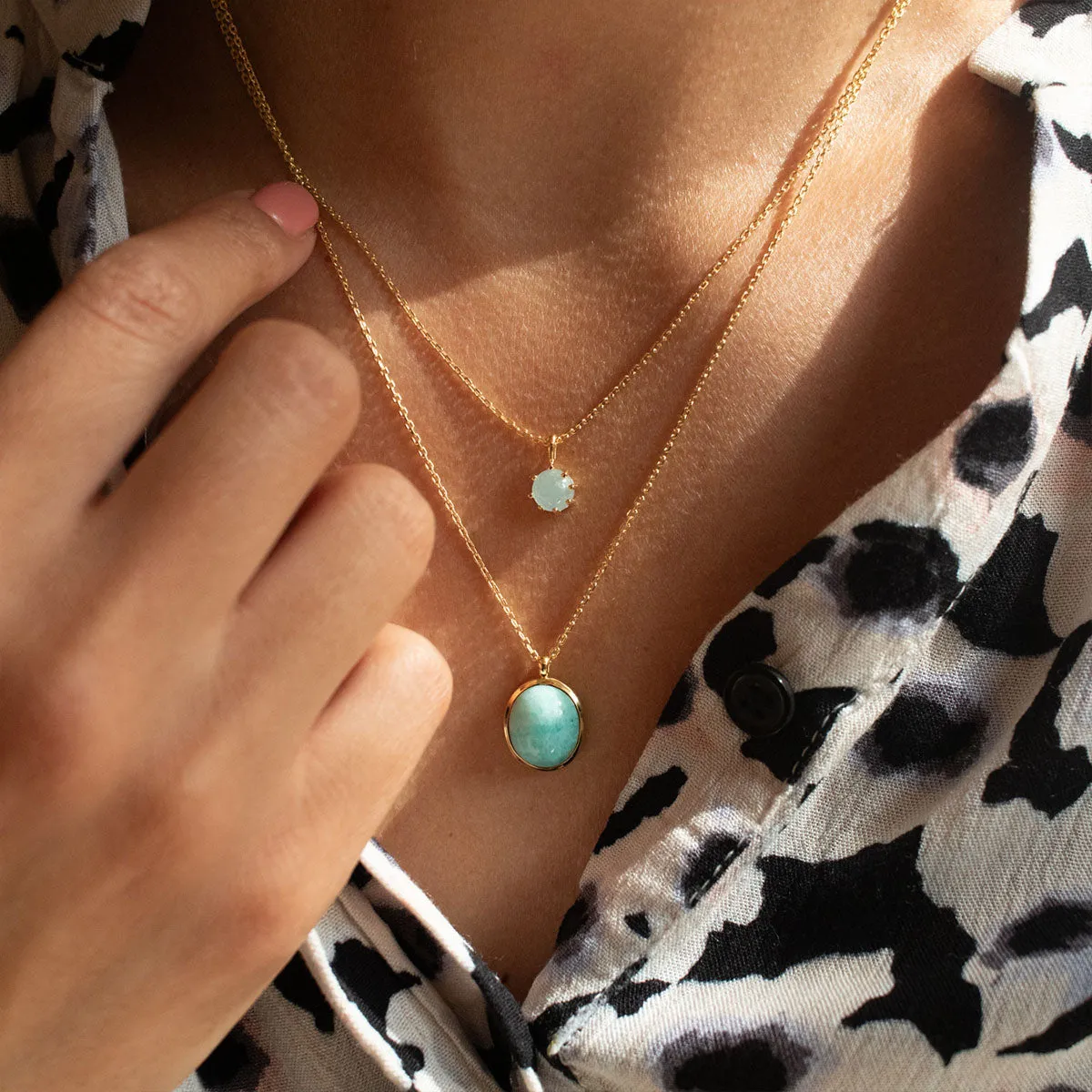 Gold Vermeil Oval Amazonite Necklace