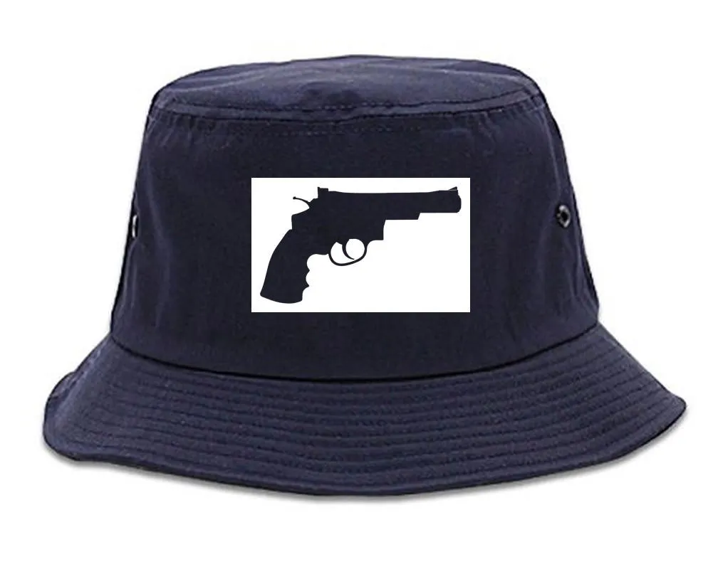 Gun Silhouette Revolver 45 Chrome Bucket Hat