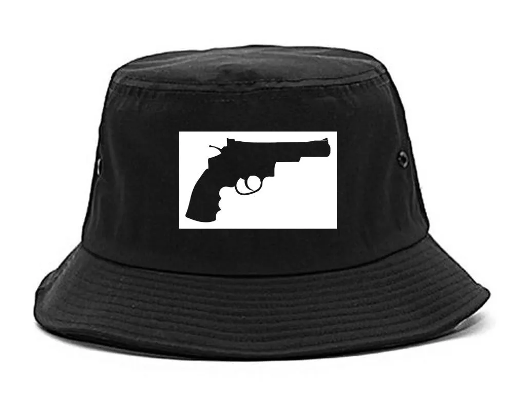 Gun Silhouette Revolver 45 Chrome Bucket Hat
