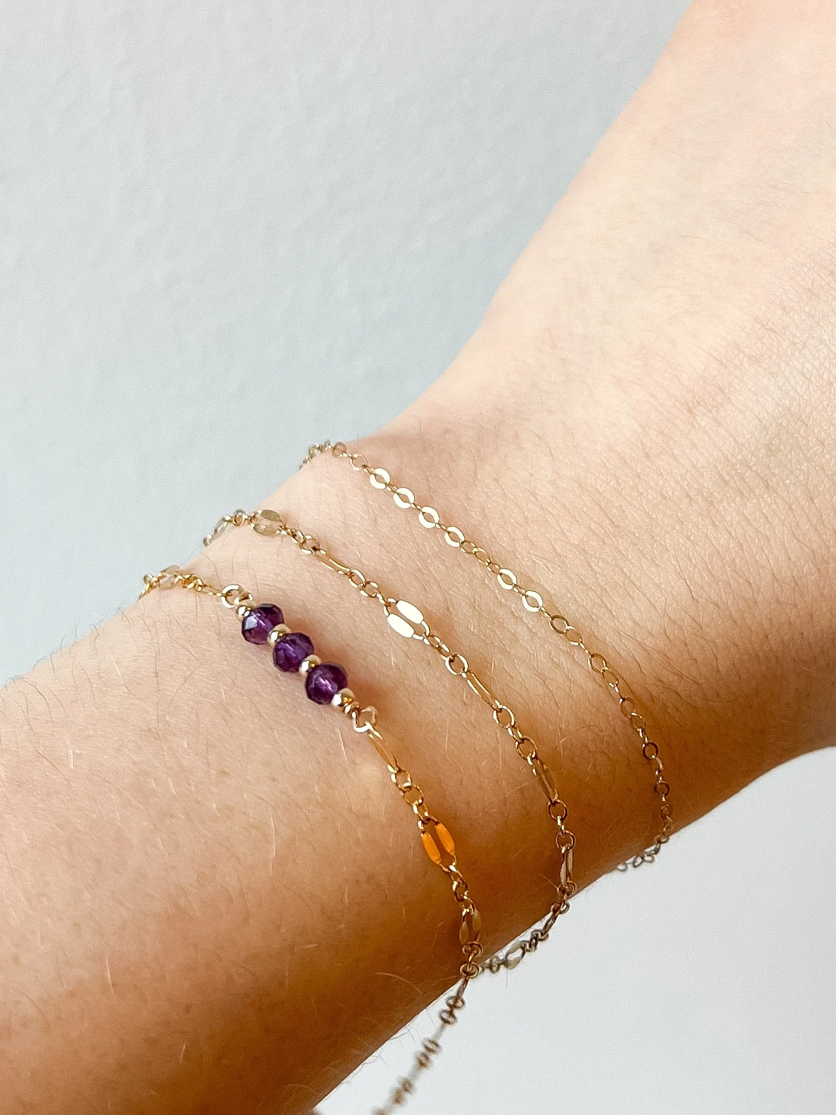 L'amethyste sequin chain bracelet - natural amethyst
