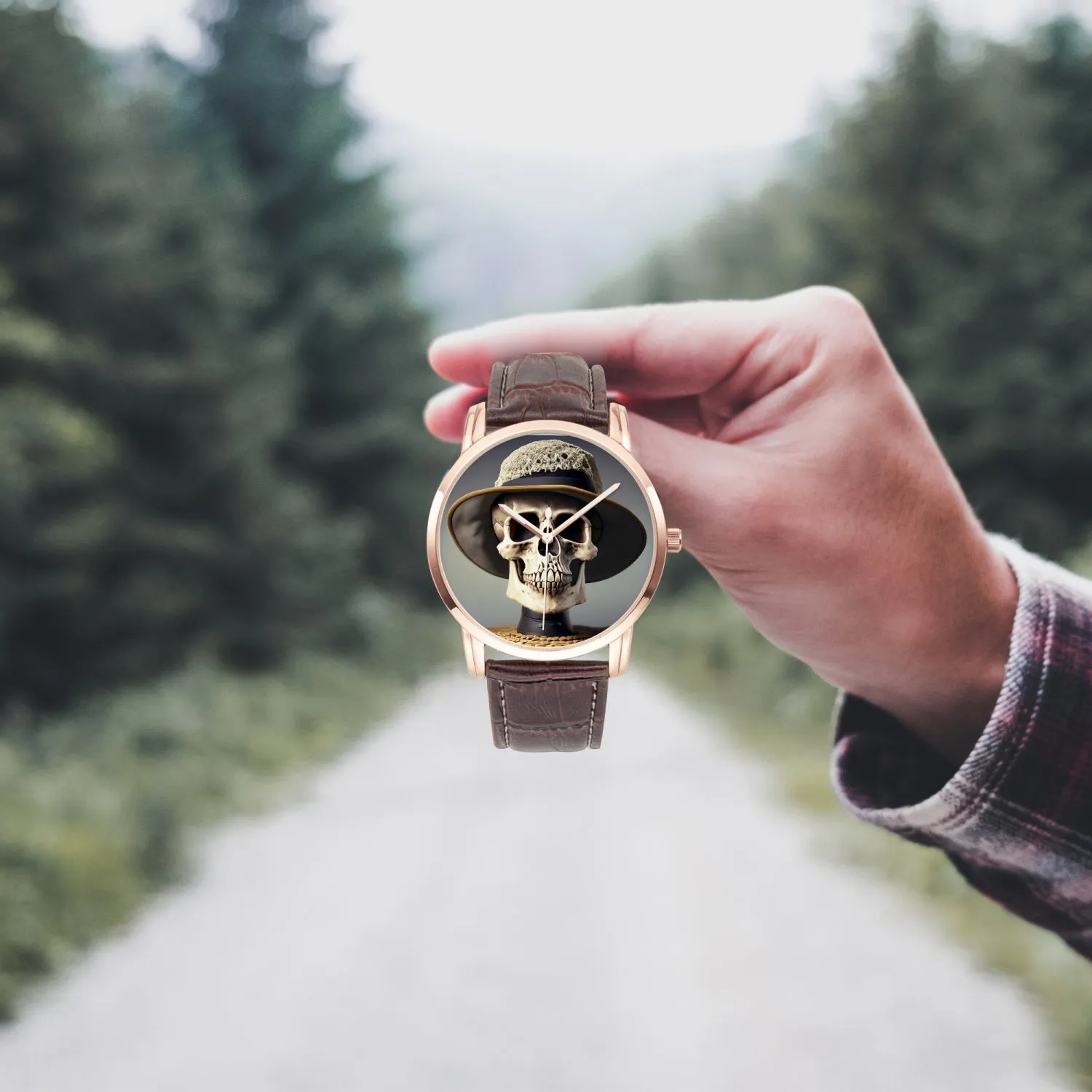 Montre à quartz de type large Instafamous "Crâne à chapeau" (265)