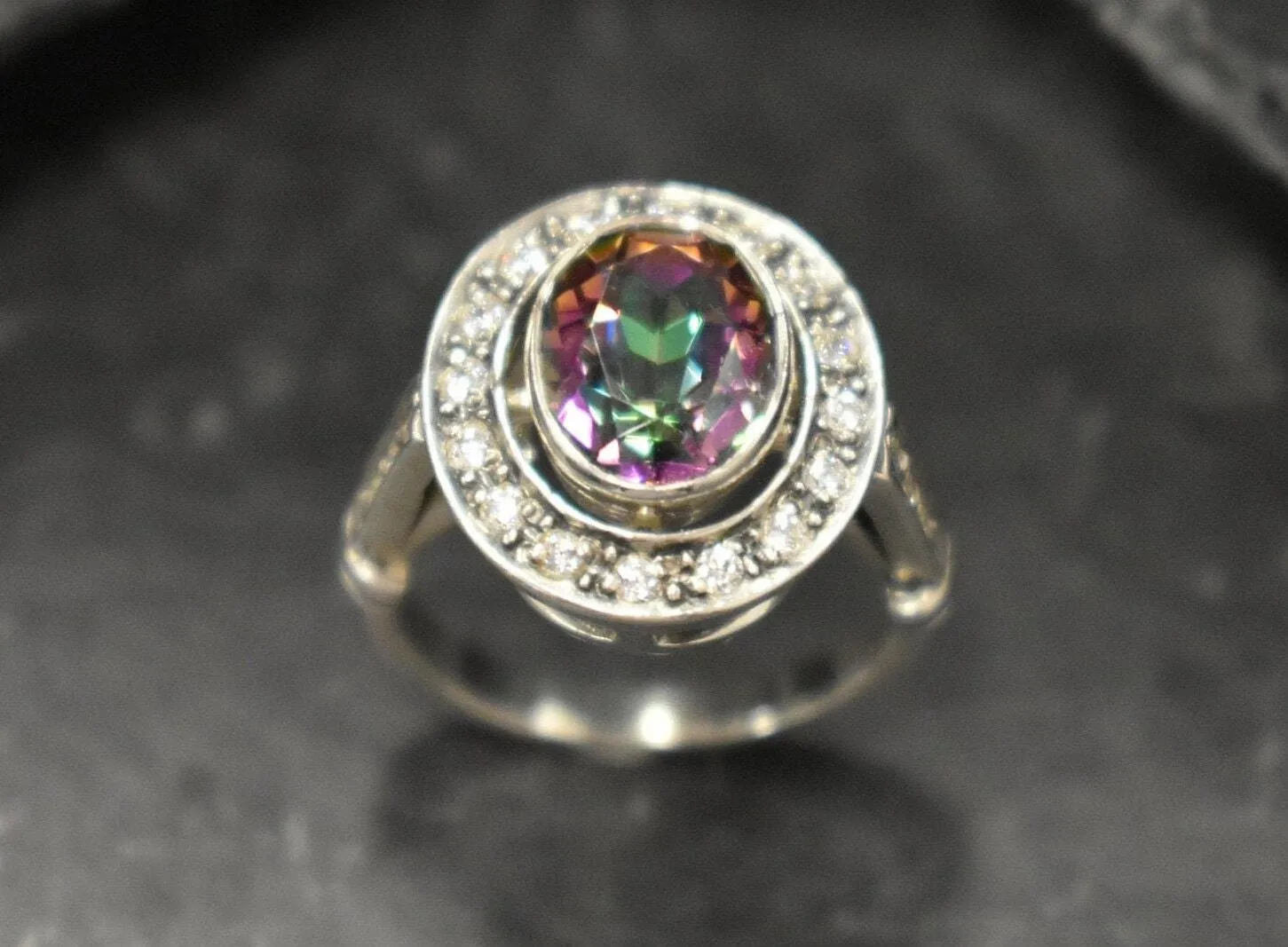 Mystic Topaz Ring - Vintage Topaz Ring - Purple Bezel Ring