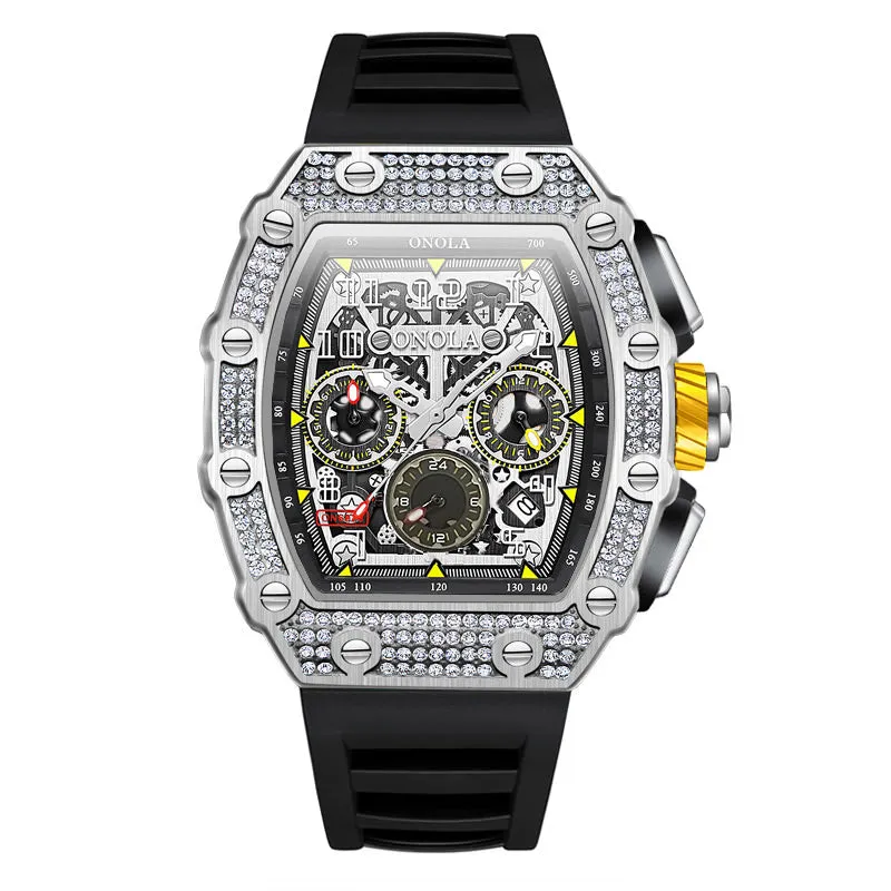 ONOLA 53mm Luxury Men's Bling Watch with Exposed Gears