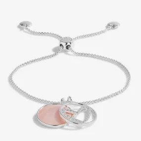 Perla Pink Mother Of Pearl Heart Silver 24.5cm Adjustable Bracelet 5407