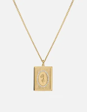Poppy Frame Necklace, Gold Vermeil/Sapphire