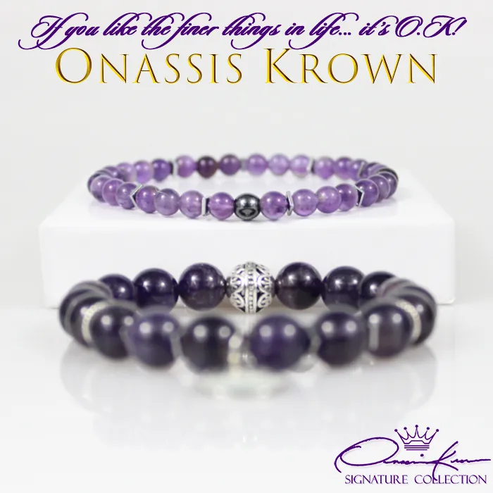 Purple Amethyst Bead Bracelet Set