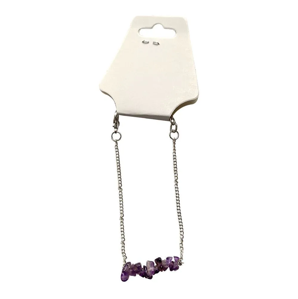 Silver Chain Chips Bracelet, Amethyst