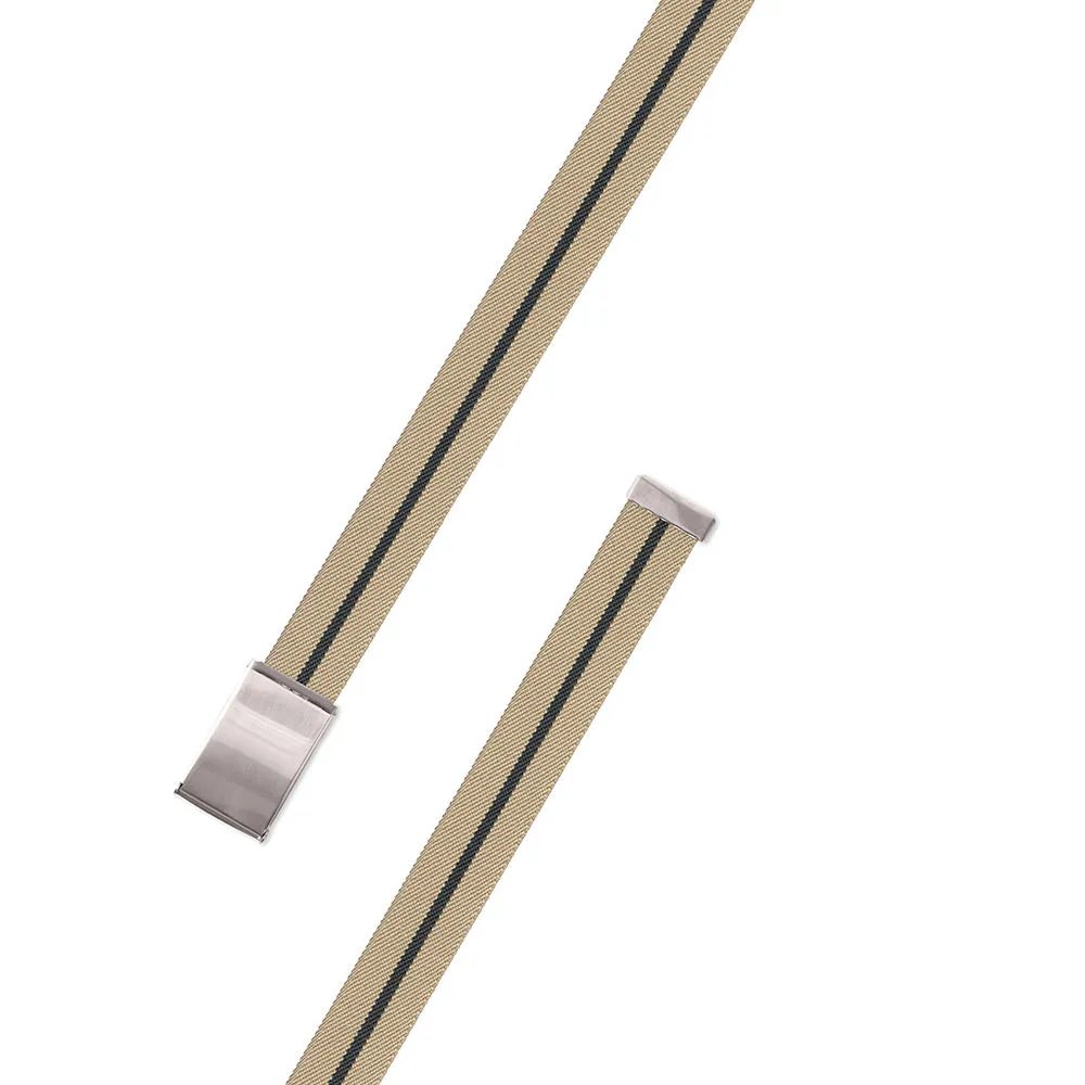 Tan & Navy Belgian Stretch Military Buckle Belt