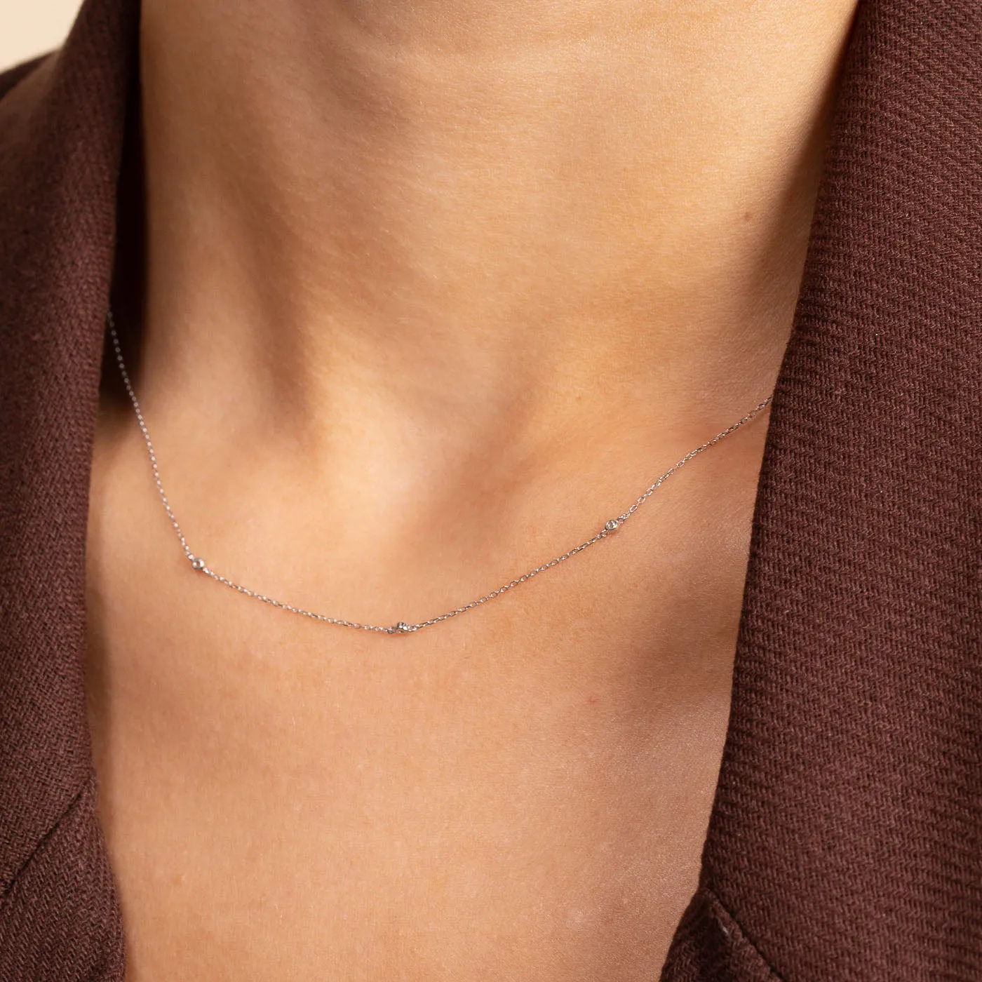 Topaz Charm Necklace in Solid White Gold
