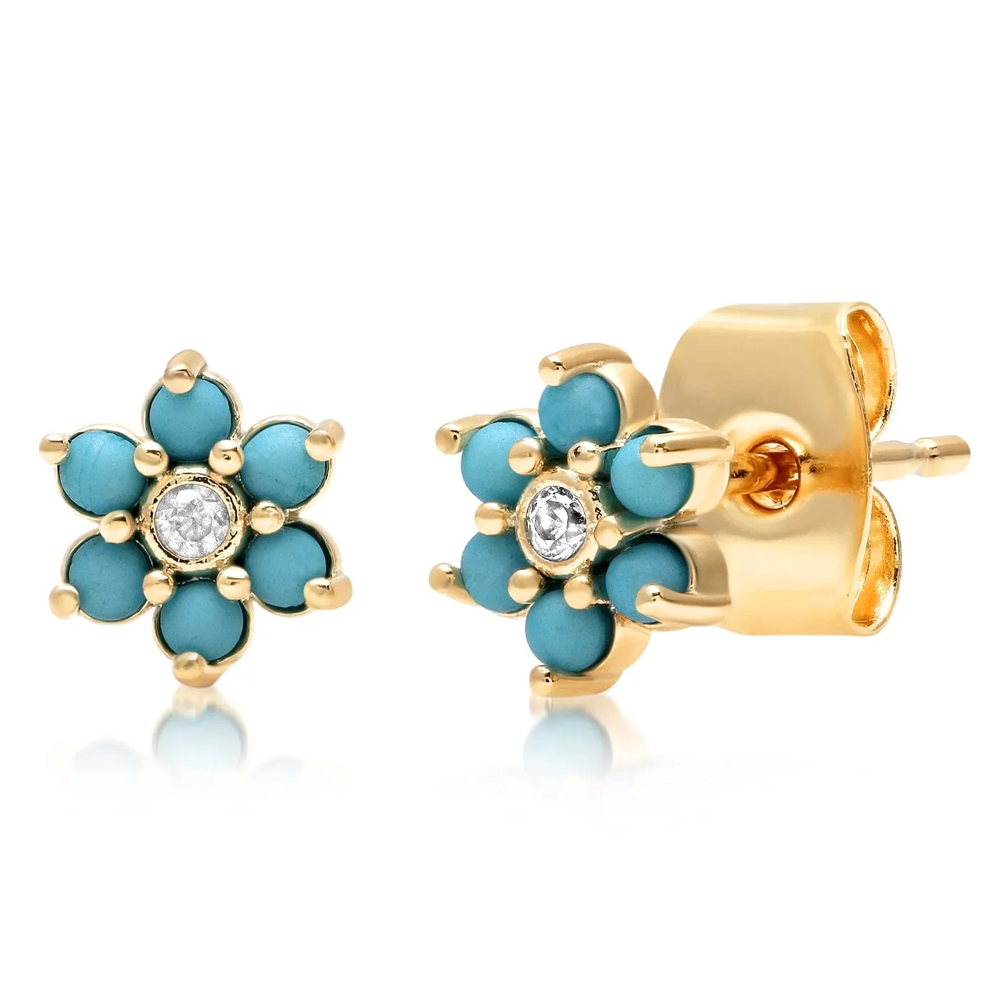 Turquoise Flower Studs