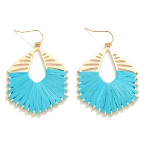Turquoise Raffia Wrap Earrings